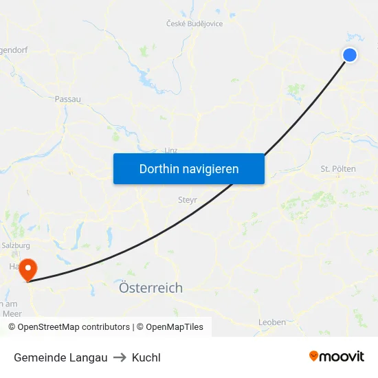 Gemeinde Langau to Kuchl map