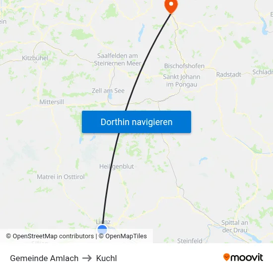 Gemeinde Amlach to Kuchl map