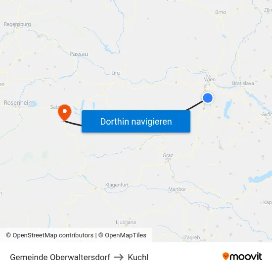 Gemeinde Oberwaltersdorf to Kuchl map