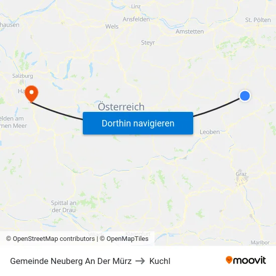 Gemeinde Neuberg An Der Mürz to Kuchl map