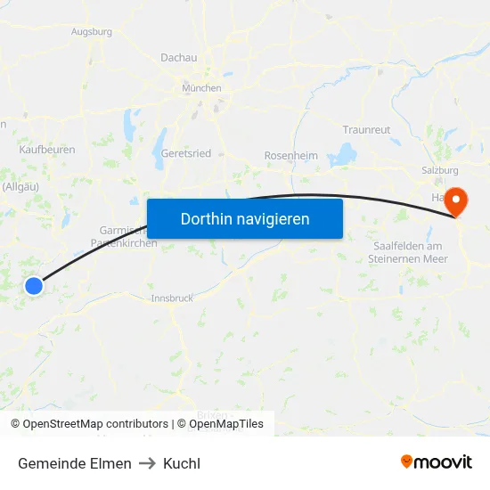 Gemeinde Elmen to Kuchl map