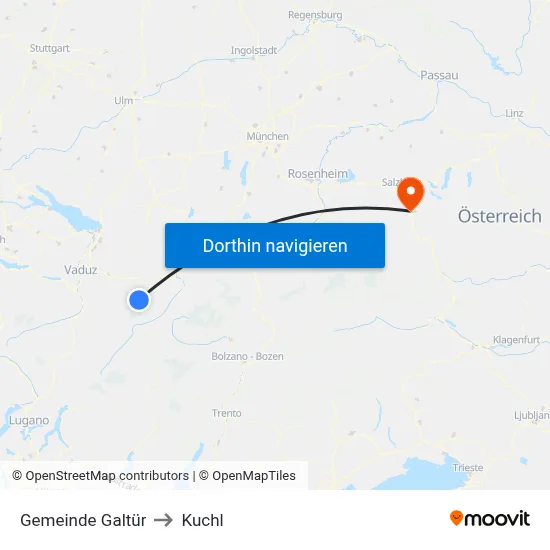 Gemeinde Galtür to Kuchl map
