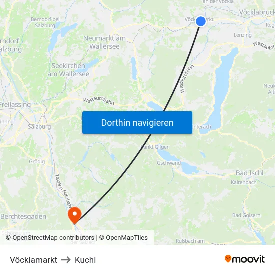 Vöcklamarkt to Kuchl map