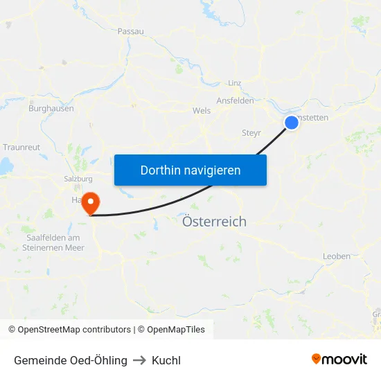 Gemeinde Oed-Öhling to Kuchl map