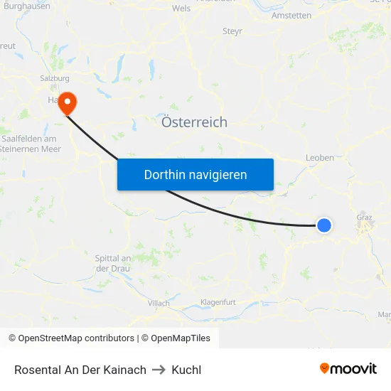 Rosental An Der Kainach to Kuchl map