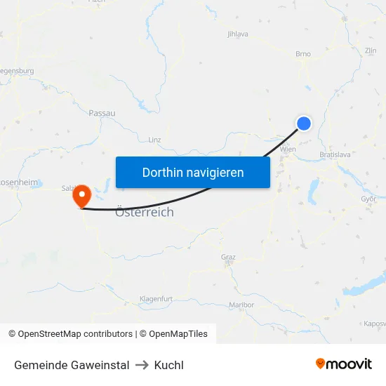 Gemeinde Gaweinstal to Kuchl map
