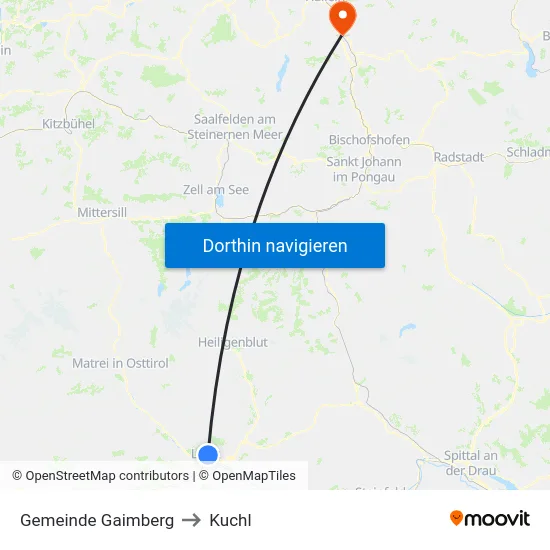 Gemeinde Gaimberg to Kuchl map