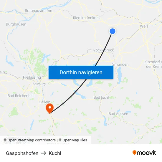 Gaspoltshofen to Kuchl map