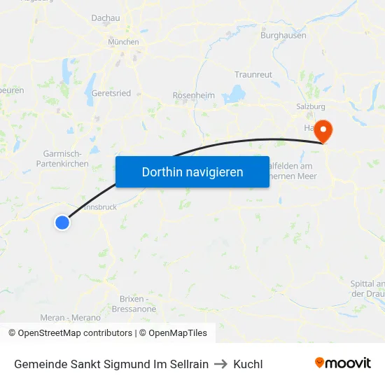 Gemeinde Sankt Sigmund Im Sellrain to Kuchl map