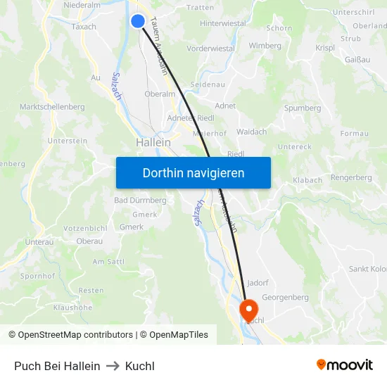 Puch Bei Hallein to Kuchl map