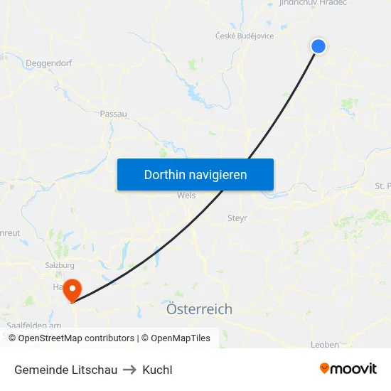 Gemeinde Litschau to Kuchl map