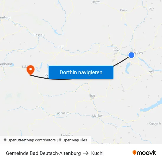 Gemeinde Bad Deutsch-Altenburg to Kuchl map