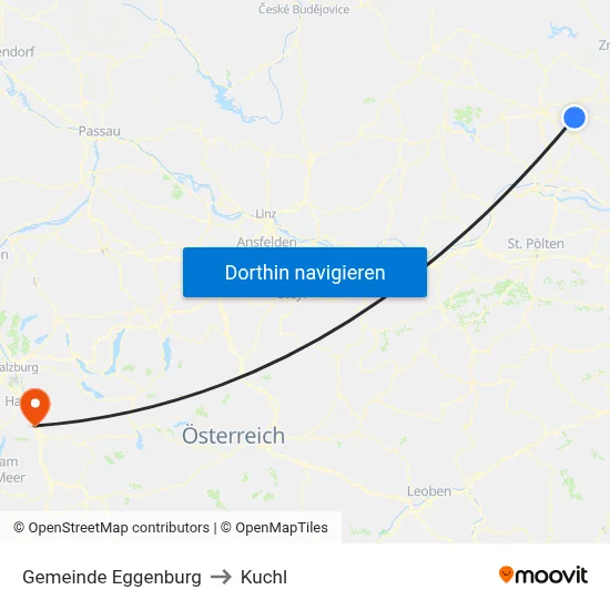 Gemeinde Eggenburg to Kuchl map