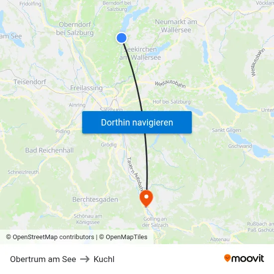 Obertrum am See to Kuchl map