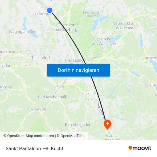 Sankt Pantaleon to Kuchl map