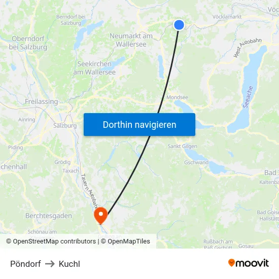 Pöndorf to Kuchl map