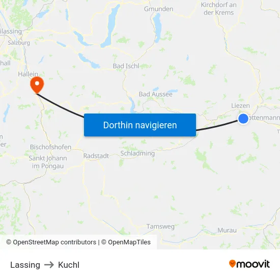 Lassing to Kuchl map