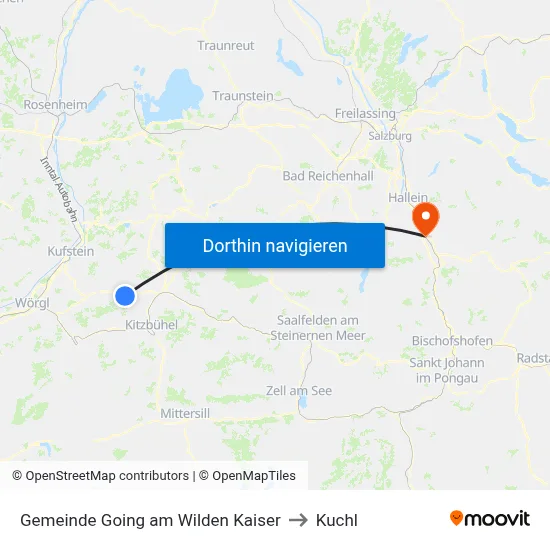 Gemeinde Going am Wilden Kaiser to Kuchl map