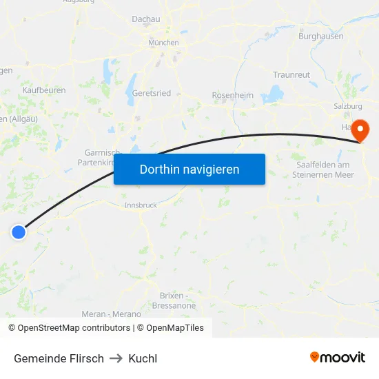 Gemeinde Flirsch to Kuchl map