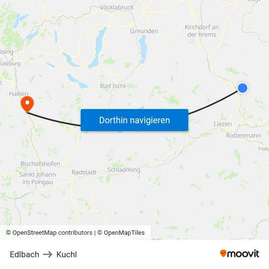 Edlbach to Kuchl map