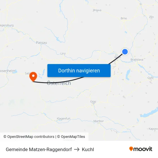 Gemeinde Matzen-Raggendorf to Kuchl map