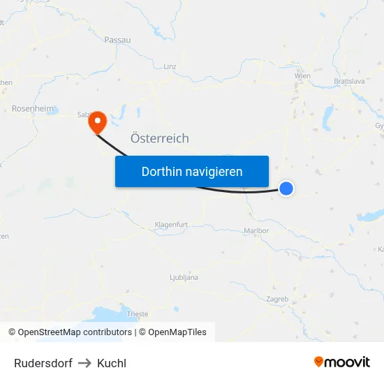 Rudersdorf to Kuchl map