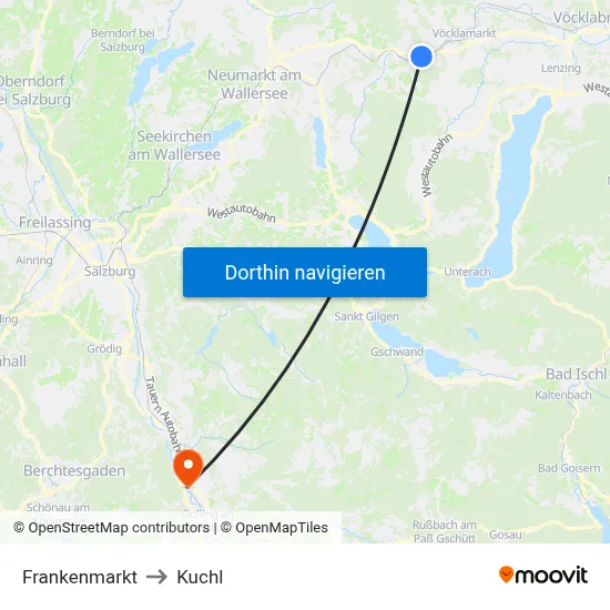 Frankenmarkt to Kuchl map