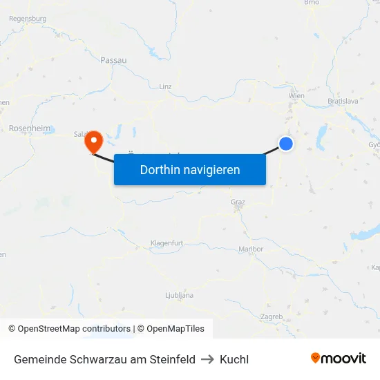 Gemeinde Schwarzau am Steinfeld to Kuchl map