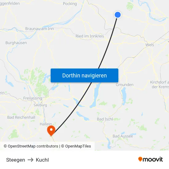 Steegen to Kuchl map