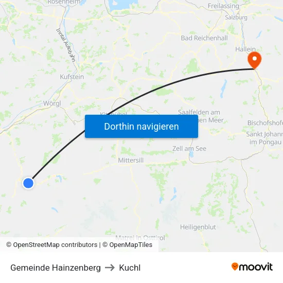 Gemeinde Hainzenberg to Kuchl map