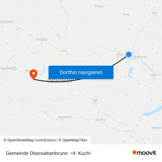 Gemeinde Obersiebenbrunn to Kuchl map