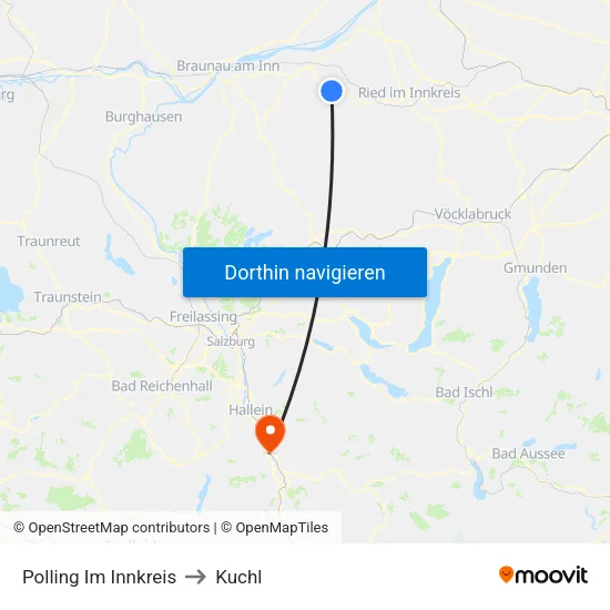 Polling Im Innkreis to Kuchl map