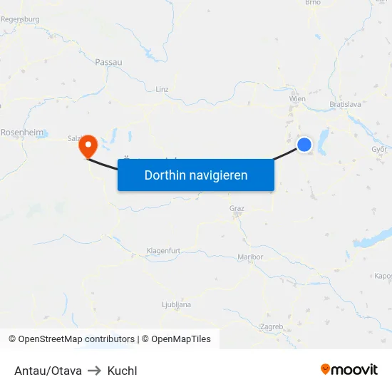 Antau/Otava to Kuchl map