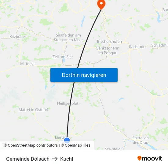 Gemeinde Dölsach to Kuchl map