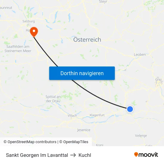 Sankt Georgen Im Lavanttal to Kuchl map