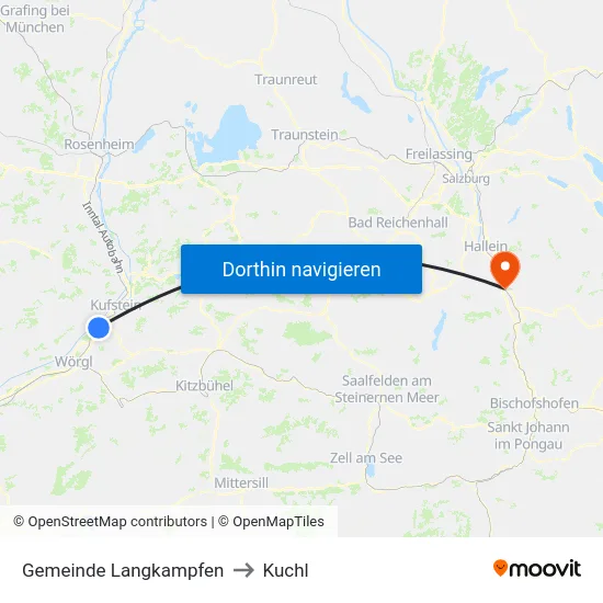 Gemeinde Langkampfen to Kuchl map