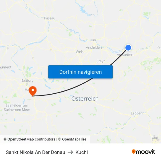 Sankt Nikola An Der Donau to Kuchl map