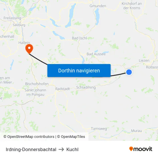 Irdning-Donnersbachtal to Kuchl map