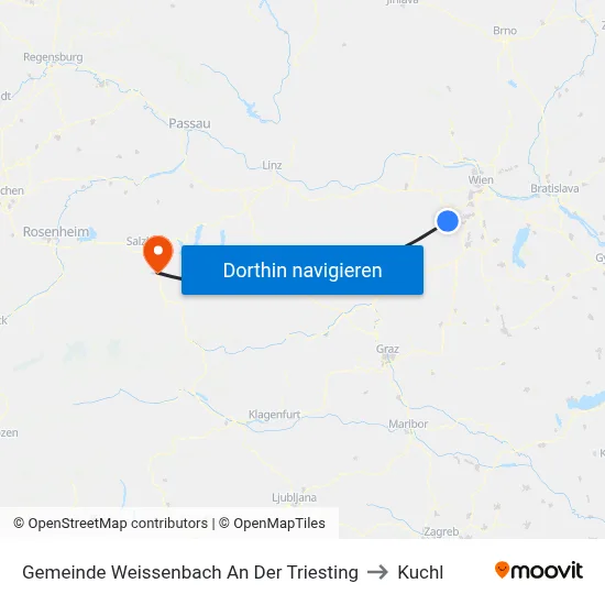 Gemeinde Weissenbach An Der Triesting to Kuchl map