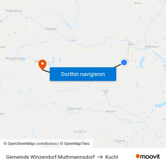 Gemeinde Winzendorf-Muthmannsdorf to Kuchl map