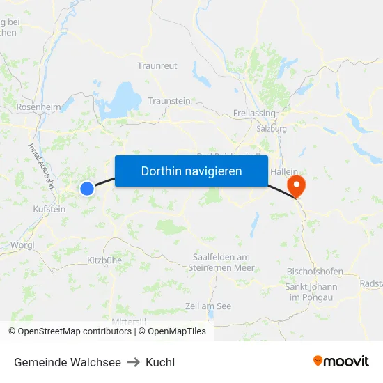 Gemeinde Walchsee to Kuchl map