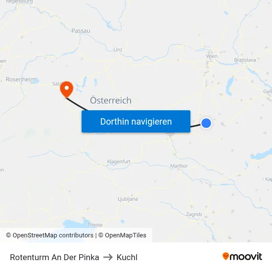 Rotenturm An Der Pinka to Kuchl map