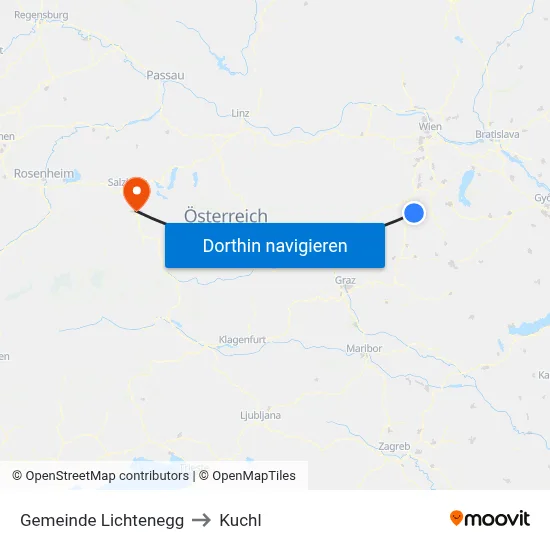 Gemeinde Lichtenegg to Kuchl map