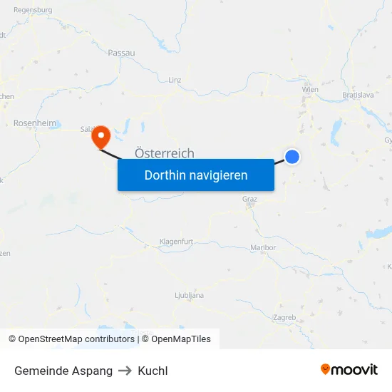 Gemeinde Aspang to Kuchl map