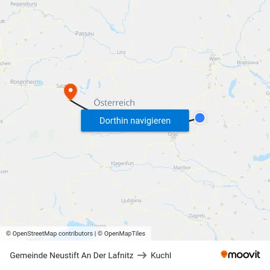 Gemeinde Neustift An Der Lafnitz to Kuchl map