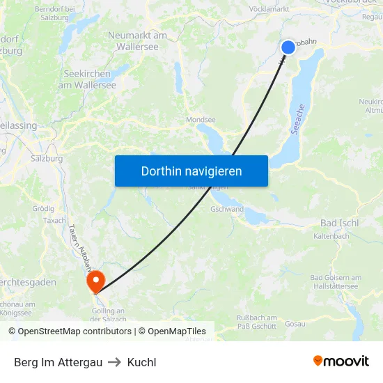 Berg Im Attergau to Kuchl map
