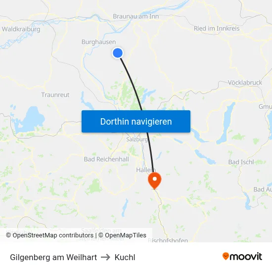 Gilgenberg am Weilhart to Kuchl map