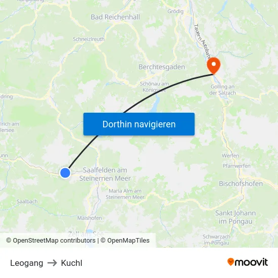 Leogang to Kuchl map