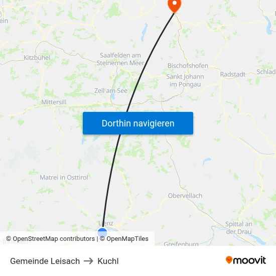 Gemeinde Leisach to Kuchl map