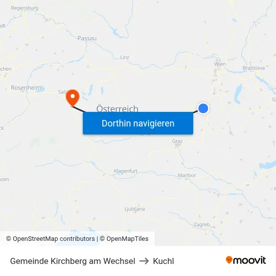 Gemeinde Kirchberg am Wechsel to Kuchl map